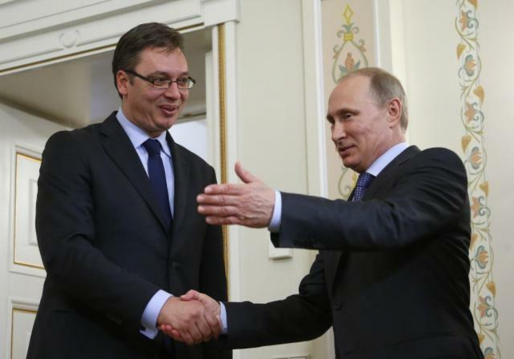 &lt;p&gt;Russian President Vladimir Putin, right, shakes hands with Serbian Prime Minister Aleksandar Vucic in the Novo-Ogaryovo residence, outside Moscow, Russia, Tuesday, July 8, 2014. (AP Photo/ Max Shipenkov, pool)&lt;/p&gt;
