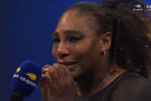 &lt;p&gt;Uplakana Serena tijekom izjave nakon meča&lt;/p&gt;
