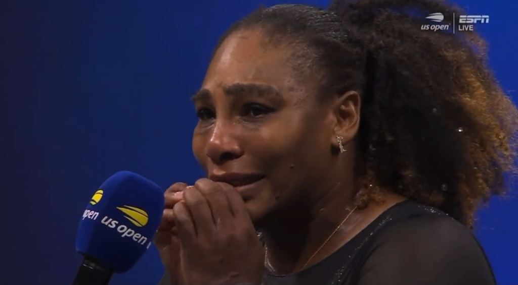 &lt;p&gt;Uplakana Serena tijekom izjave nakon meča&lt;/p&gt;
