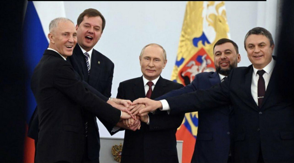 &lt;p&gt;Vladimir Putin i čelnici četiriju regija pripojenih Rusiji na svečanosti u Kremlju&lt;/p&gt;
