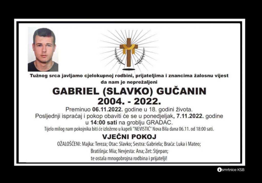 &lt;p&gt;Osmrtnica Gabriela Gučanina&lt;/p&gt;
