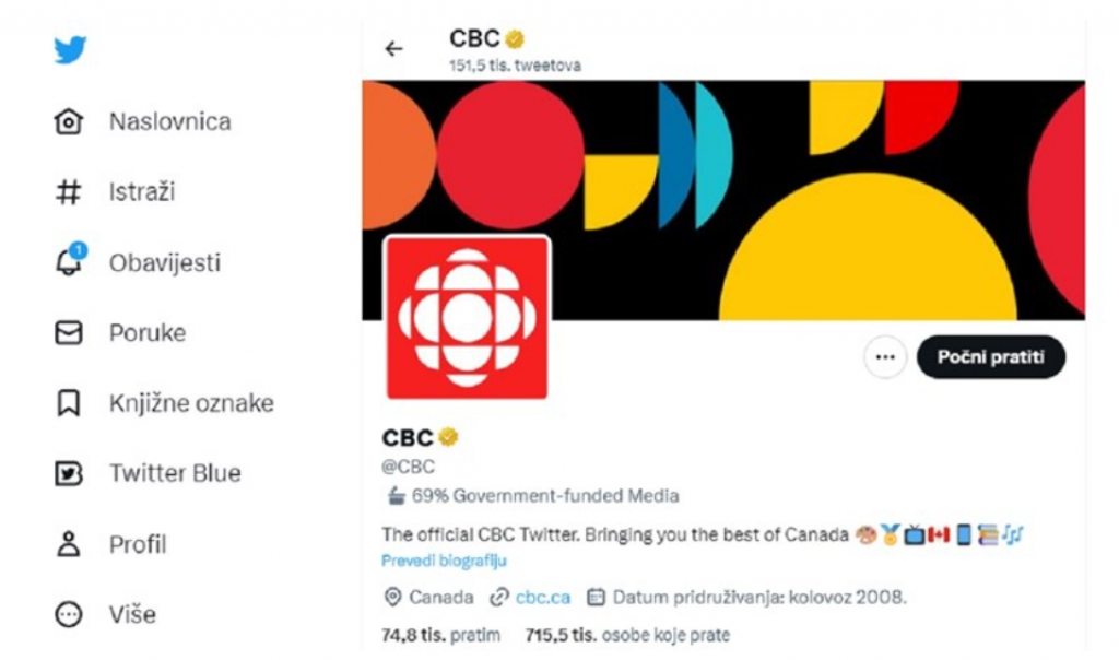 &lt;p&gt;Twitter profil CBC-a&lt;/p&gt;
