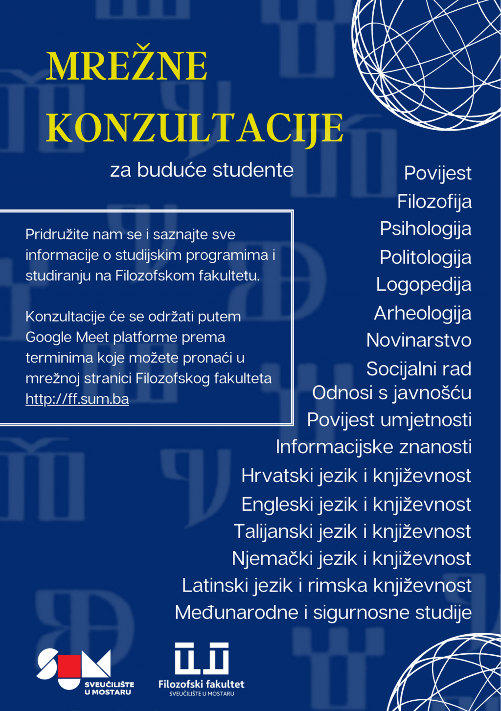 &lt;p&gt;Filozofski fakultet Sveučilišta u Mostaru pokreće mrežne konzultacije za maturante&lt;/p&gt;
