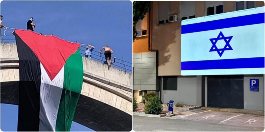&lt;p&gt;Zastava Palestine na Starome mostu u Mostaru, izraelska na Sveučilištu&lt;/p&gt;