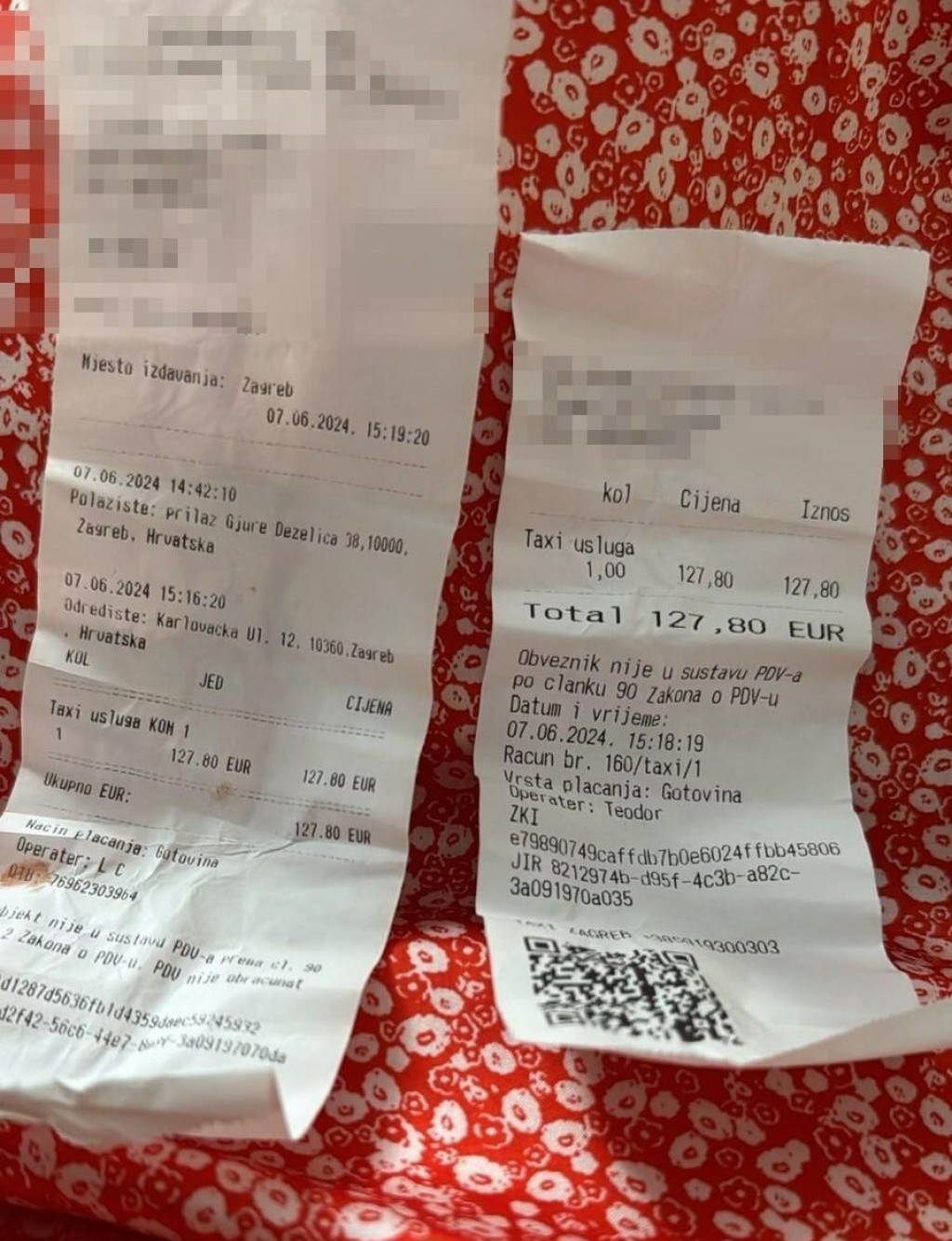 &lt;p&gt;Čovjek iz BiH s obitelji naručio 2 taksija u Zagrebu. Vozili se 13 km, račun je 254 €&lt;/p&gt;
