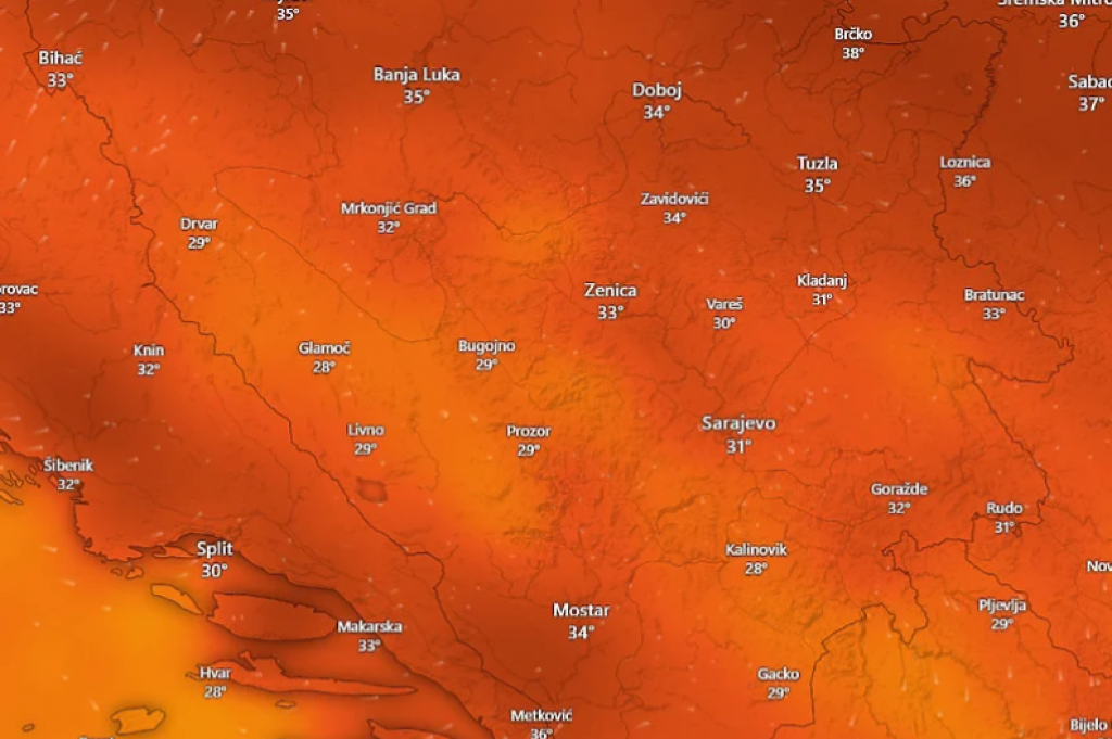 &lt;p&gt;Temperature koje nas očekuju sutra u 15 sati&lt;/p&gt;